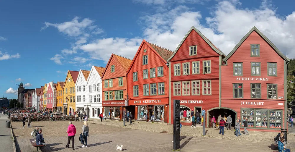 Colourful wooden warehouses of Bryggen on Bergen's waterfront, Norway