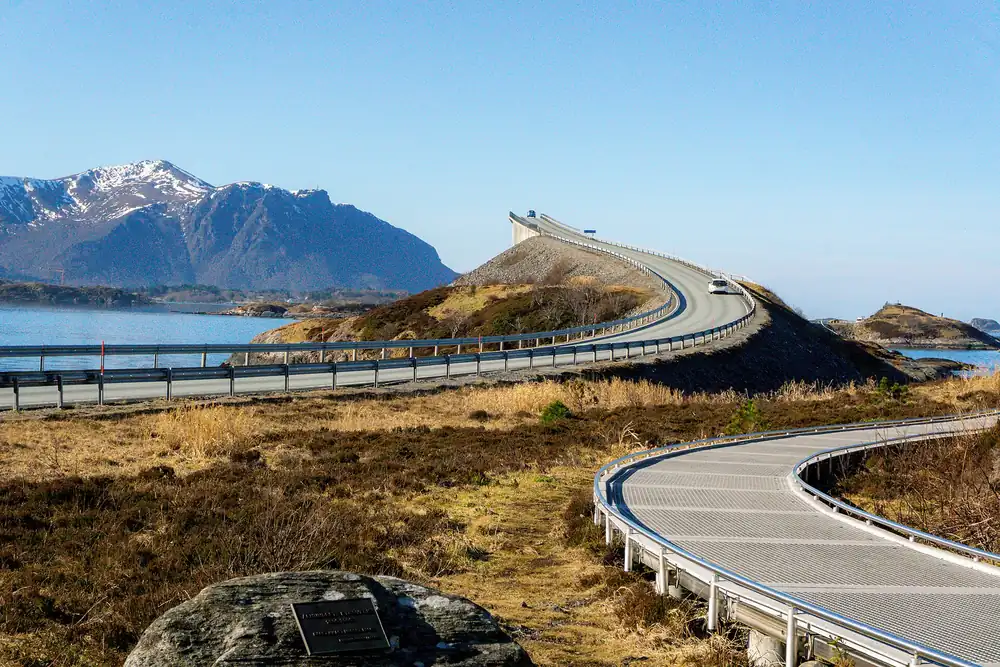 The Atlantic Road crossing rocky islets and skerries in Møre og Romsdal