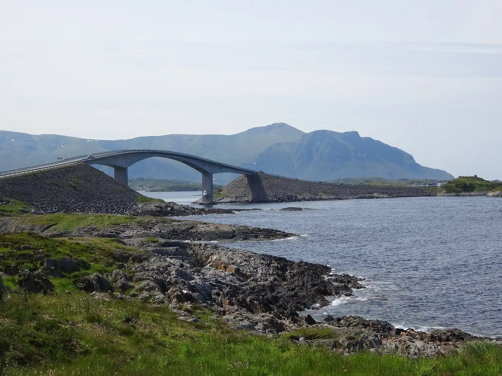 Storseisundet Bridge seen from the roadside viewpoint north east